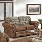 American Furniture Classics Model 8502-90 Deer Teal Lodge Tapestry Loveseat