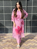 Gosriki Women'S Rayon Viscose Printed Straight Kurta With Pant (Susan Pink-Vks02-Gs_Xl_Pink_X-Large),Pink,,B0F6NL2976