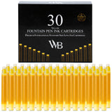 Wordsworth & Black Fountain Pen Ink Refills - Set of 30 Gold Ink Cartridges - International Standard Size - Length APPR 2.3 - Ba
