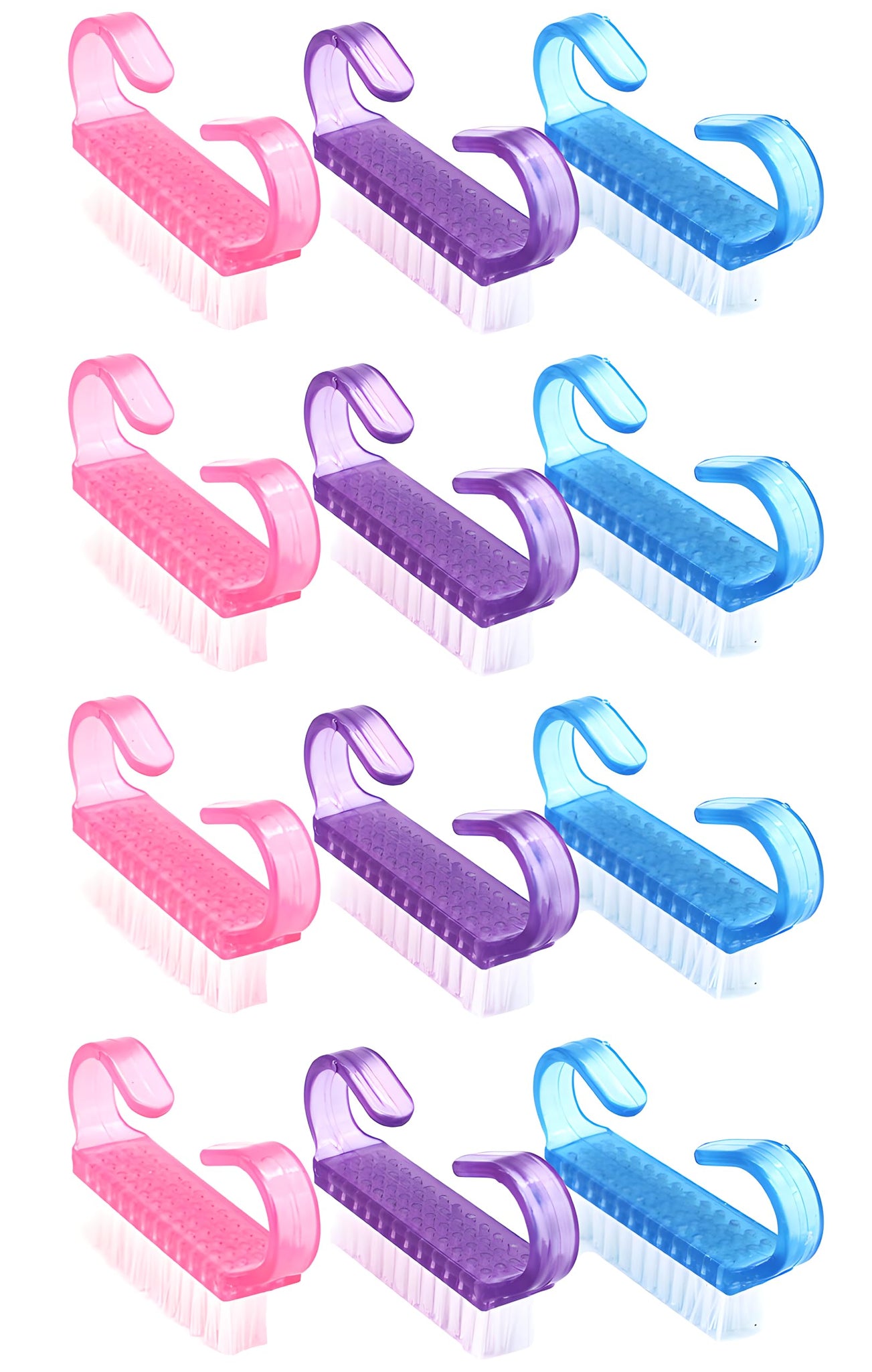 12-Pack Handle Grip Nail Brush(assorted color), Fingernail Scrub Cleaning Brushes for Toes and Nails Cleaner, Pedicure Brushes f