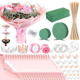 XunYee Thanksgiving Money Bouquet Kit 20 Sheet Flower Wrapping Paper 100 Pcs Bamboo Skewers Floral Foam Blocks for Anniversary B