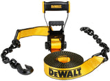 DEWALT DXBC10000C Black/Yellow 2 x 30' Ratchet Tie Down Strap with 18 Chain and Steel Hooks - 3,333 lb Safe Working Load / 10,00