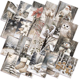 Oudain 60 Pcs 10 x 10 Inch Neutral Beige Winter Quilting Fabric Squares Vintage Winter Fat Patchwork Precut Strips Snowman Reind
