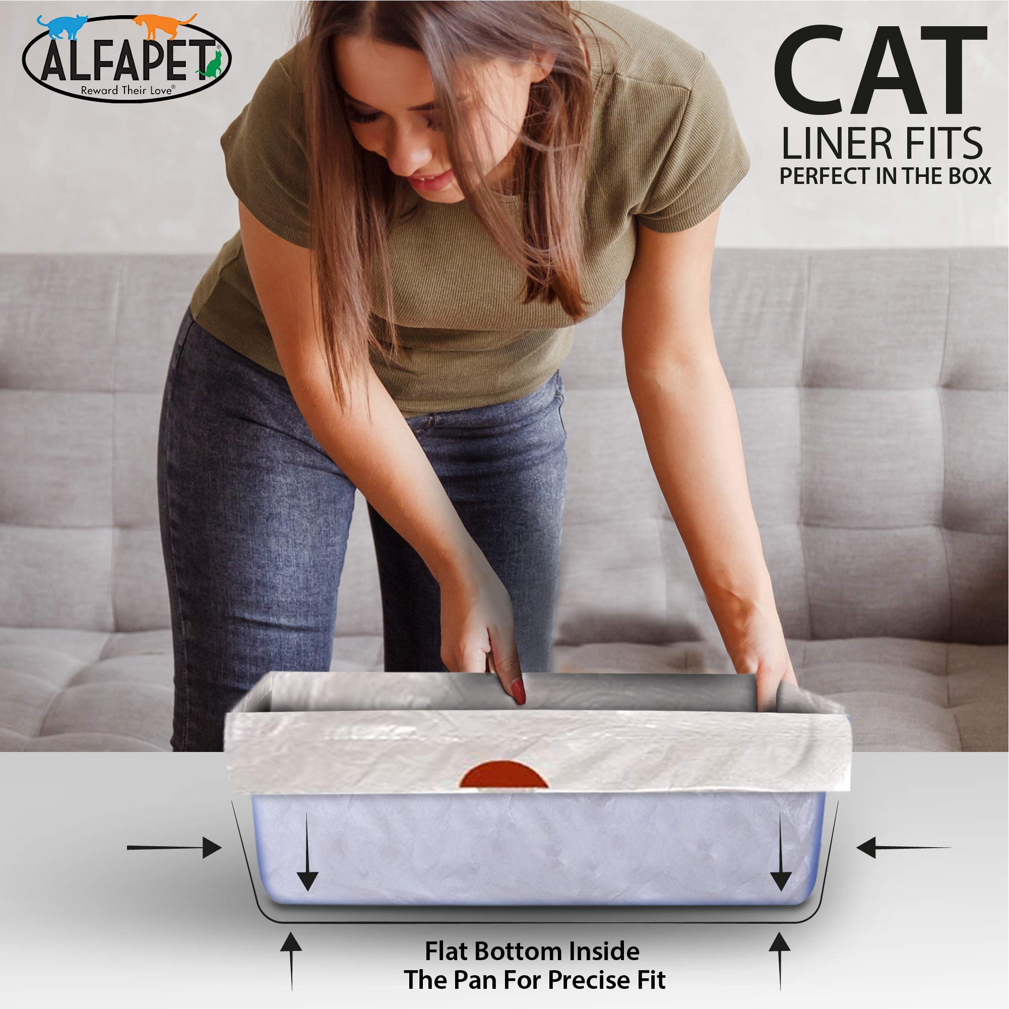 Alfapet cat Litter Box Liners Extra Large-1 Box- Heavy Duty 2 mil Thick Plastic, Clever Drawstring Liner for Easy Disposal- Flat