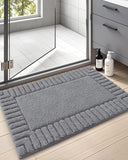 Color&Geometry Small Bath Rugs Non Slip Washable- 16x24 Absorbent Dark Grey Bathroom Rugs, Soft Bath Mats for Bathroom Floor, Sh