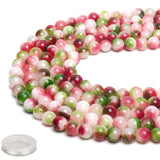 70PCS Natural 8MM Healing Gemstone, Watermelon Tourmaline Energy Stone Round Loose Beads, Semi-Precious Crystal Beads with Free 