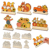 Yousoontic 24 Pcs Wooden Fall Crafts Color Your Own Autumn Table Signs Decorations DIY Hello Fall Gnomes Pumpkin Truck Scarecrow