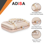 Adisa Beaded Formal Party Clutch With Gold Chain For Women And Girls (Cl108-Gol),Gold,,B0CYJ3G2PN