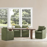 KISLOT Upholstered Dining Chair with Casters Easy Assembly Side Deskchair with Rollers for Diningroom Living Room,Green,4 Box