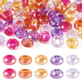 Boutigem 50Pcs Faceted Rondelle Glass Beads Colorful Crystal Large Hole European Beads Clear Loose Spacer Slide Charms Beads No 