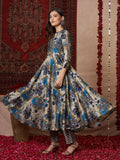 Gosriki Women'S Rayon Blend Anarkali Printed Kurta With Pant (Vedham Blue-Gs_Xl_Blue_X-Large),Blue,,B0DRNPX4HY
