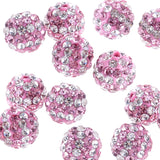 RUBYCA Stripes Czech Crystal Round Disco Ball Clay Beads fit Shamballa Jewelry (50pcs, 10mm, Pink)