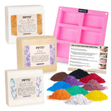 Pifito Soap Making Kit DIY Soap Making Supplies 3 lbs Melt and Pour Soap Base (Goats Milk, Shea Butter, Clear), 10Pack Mica 