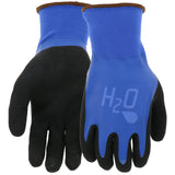 Mud Cobalt Blue H2O Double Dipped Full Latex Coated Palm Garden Work Gloves, Waterproof, Durable, Micro Surface Palm, Cobalt Blu