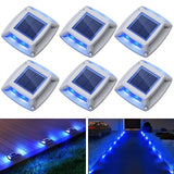 Solar Driveway Lights 6 Pack, Solar Powered IP68 Waterproof Dock Lights, 4 LED Driveway Markers Deck Light for Dock, Pathway, Wa