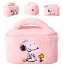 Peanuts Snoopy Pink Make Up Bag Official License, Plush Woodstock and Snoopy Cosmetic Bag with Zip Closure, Cute Makeup Bag