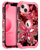 Hekodonk for iPhone 13 Case/iPhone 14 Case,Glow in The Dark Three Layer Heavy Duty Shockproof Protection Hard Plastic+Soft Silic
