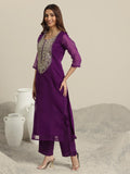 Libas Women'S Organza Kurta Set (99366_Burgundy_L)
