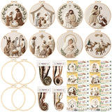 Peryiter 8 Pcs Christmas Nativity Scene Embroidery Kit Christmas Cross Stitch Sets DIY Embroidery Kit for Adults Beginner with T