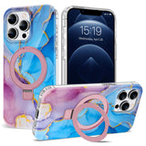 ETPESOK Compatible with iPhone 12 Pro Max Case Marble Pattern with Magnetic Ring Stand [Compatible with Mag-Safe] Shockproof Pro