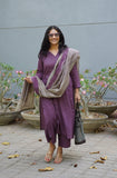 Gosriki Women'S Rayon Blend Straight Solid Kurta With Pant & Dupatta (Rozana Wine-Gs_Xl_Wine_X-Large),Wine,,B0DNBCHSYN