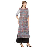 Gosriki Women'S Grey Crepe Straight Calf Length Ethnic Printed Kurti(Krish-65150-Xl_Grey),Grey,,B07XCXQLVW