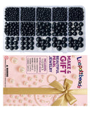 Laopottbeads 1225 Pcs Black 5 Size Pearl Beads for Jewelry Making Round Pearl DIY Kit for Bracelets, Earrings, Necklaces & Ankle