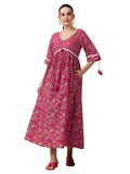 Libas Women'S Cotton Fit And Flare Midi Casual Dress (29164_Pink