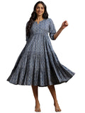 Libas Women'S Cotton A-Line Midi Dress (29122Or Blue