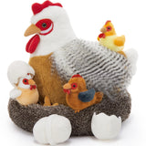 BENINY 8Pcs Chicken Stuffed Animal, Stuffed White Hen with Little Baby Chicks and Coop, Plush Toys for Kids, Hit of Christmas Fa