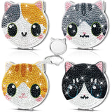 FILASLFT Cat Diamond Painting Compact Mirror Crystal Makeup Mirror DIY Diamond Art Pocket Mirror Portable Foldable Mirror 4 Pcs 