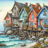 TCDZMYGS Diamond Art Kits for Adults,Seaside House Diamond Painting Kits for Adults Beginner,5D DIY Round Full Drill Gem Crystal