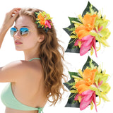 Hawaiian Flower Hair Clips for Women - 2 PCS Artificial Tropical Orchid Hairpin Hawaii Floral Hair Accessories for Women Girls L