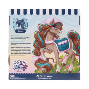 Wild Manes Horse Toys Cocoas Bakery Caf  Cart Playset with Cocoa Horse Doll Figure, Includes Brush and Play Accessories