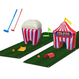 FunPark Inflatable Mini Golf Set - 13-Piece Course with Adjustable Clubs, Balls, Putting Cups, Green Mats and Themed Obstacles f