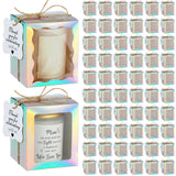 ReliThick 100 Set Candle Gift Box Transparent Gift Packaging Box for 4-10 oz Candles 50 Paper Thank You Tag Bundle Hemp Rope for