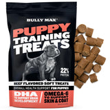 Bully Max Puppy Training Treats - Soft Chews Dog Food Supplements & Vitamins for Brain, Skin & Coat Health - Glucosamine & Chond