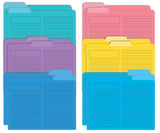 Better Office Products Lined File Folders, 12 Pack, Heavyweight, 1/3 Cut Tabs, 6 Vibrant Colors, Top Custom Subject Box, Letter 