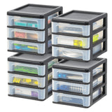IRIS USA Plastic Stacking Desk Top 3Drawer Storage Organizer, 4Pack, for Makep Vanity Nail Polish Bathroom Stationery Art Craf