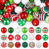 Poen 100 Pcs 20 mm Christmas Rhinestone Bubblegum Beads for Pens Bulk Crystal Resin Acrylic Plastic Spacer Chunky Beads for Chri