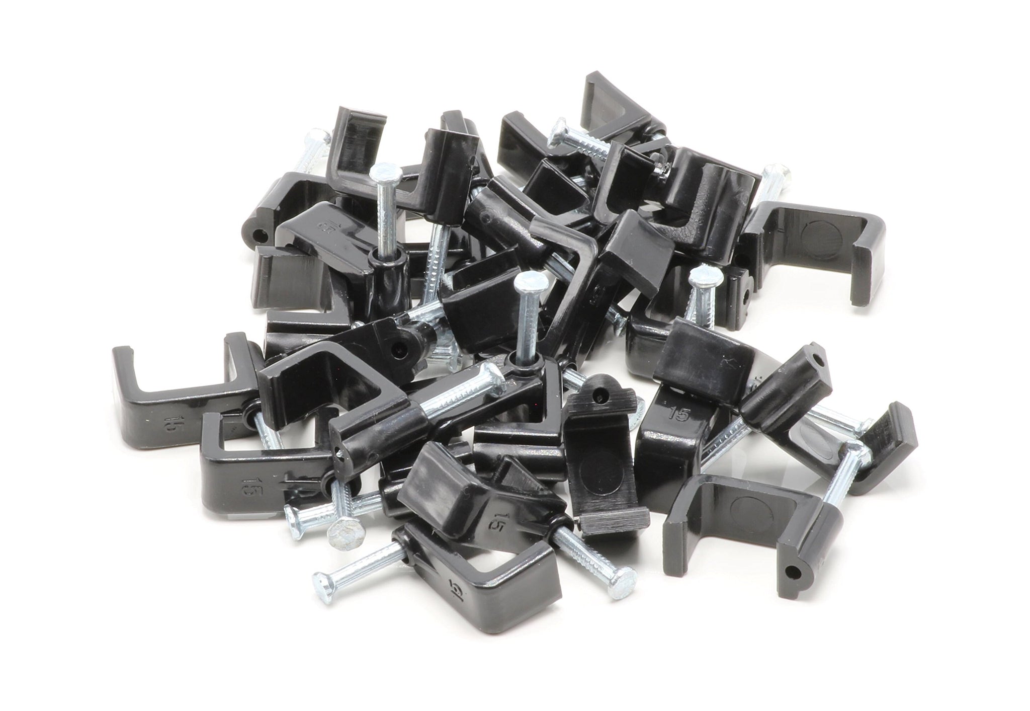THE CIMPLE CO 1/2 Inch 12mm Coax Cable Clips with Nails - Black, 100 pc - Coaxial Nail in Cable Clips for Cords - Outdoor Wire T