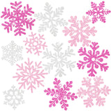 Whaline 48Pcs Christmas Snowflake Cut-Outs Glitter Pink White Cutouts Double-Sided Cut-Outs with Glue Point for Xmas Winter Wond