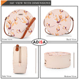Adisa Women Girls Flower Print Sling Bag Round Crossbody Purse (Sl6007-Cre_Cream),Cream,,B09TPLJSJX