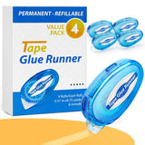 4 Pack Double Sided Tape Roller, 8mm x 315 Inch Permanent Adhesive Scrapbook Tape Dispenser Runner, Glue Tape Roller for Scrapbo