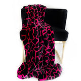 Plutus Pink Black Plush Faux Fur Luxury Throw Blanket 80In X 110In