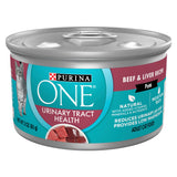 Purina ONE Urinary Tract Health, Natural Pate Wet Cat Food, Urinary Tract Health Beef & Liver Recipe - (Pack of 24) 3 oz. Pull-T