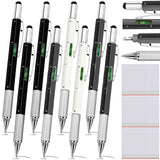 Zhanmai 8 Pcs 6 in 1 Multitool Pen Bulk Gift for Men Multi Tool Ballpoint Pen with Ruler Level Screwdriver Stylus Cool 20 Ink Re