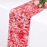 Snowkingdom 2Pcs Red Table Runner Roll Sequin Glitter Metallic Foil Sparkly Mesh Lace 108 Inches Centerpieces Table Decoration for Romantic Wedding Anniversary Birthday Hibachi Christmas Holiday Party