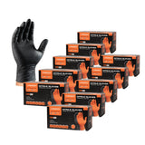 ANBOSON 10mil Nitrile-Gloves Disposable-Black Chemical-Resistant Rubber - Mechanic Gloves Heavy Duty, Latex Free, Diamond Grip (