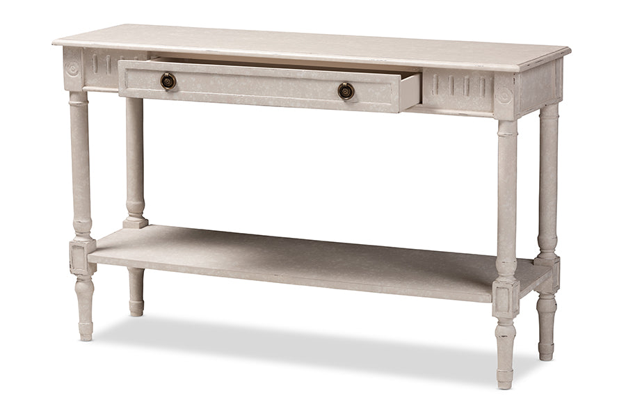 Baxton Studio Ariella Country Cottage Farmhouse Whitewashed 1-Drawer Console Table